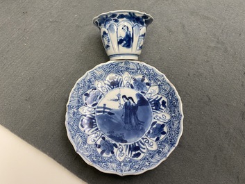 Quatre tasses et soucoupes en porcelaine de Chine en bleu et blanc, Kangxi