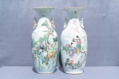 Deux vases en porcelaine de Chine famille rose, 19/20&egrave;me