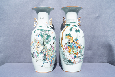 Two Chinese famille rose vases, 19/20th C.