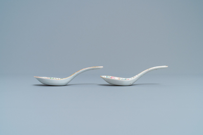 A pair of Chinese Thai market Bencharong spoons, 19th C.