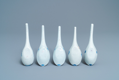 Five Chinese blue and white 'landscape' spoons, 19th C.