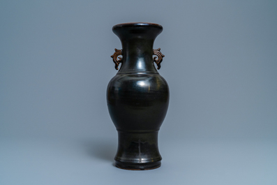 A Chinese monochrome teadust vase, Yongzheng mark, 19th C.