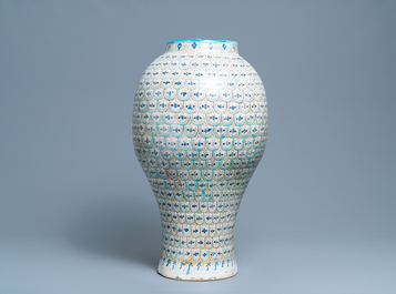 A large polychrome pottery vase, Morocco or Tunesia, ca. 1900