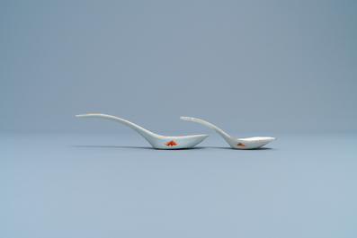 Two Chinese famille rose 'Wu Shuang Pu' spoons, Daoguang mark and of the period