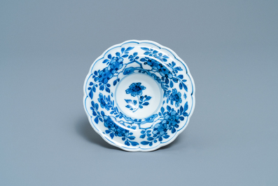 A Chinese blue and white salt after a European silver model, Kangxi