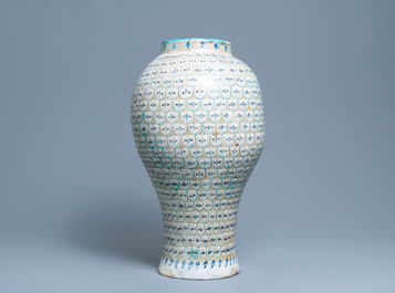 A large polychrome pottery vase, Morocco or Tunesia, ca. 1900