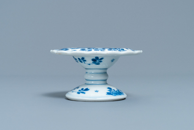 A Chinese blue and white salt after a European silver model, Kangxi