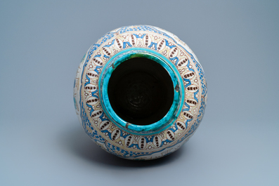 A large polychrome pottery vase, Morocco or Tunesia, ca. 1900