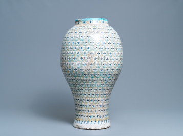 A large polychrome pottery vase, Morocco or Tunesia, ca. 1900