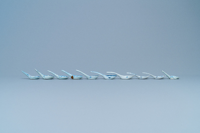 Ten Chinese blue and white spoons, 19/20th C.