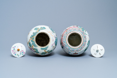 Two Chinese famille rose ginger jars, 19th C.