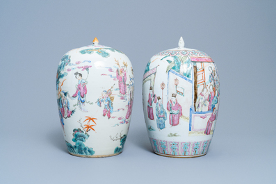 Two Chinese famille rose ginger jars, 19th C.