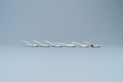 Six Chinese famille rose spoons, 19/20th C.