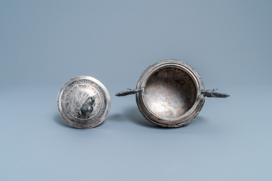 A Chinese silver censer and cover, 19/20th C.