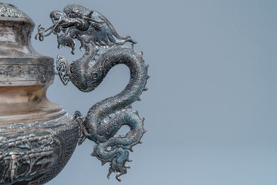 A Chinese silver censer and cover, 19/20th C.