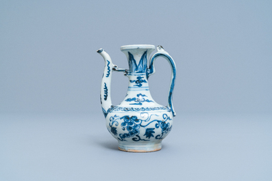 A Chinese blue and white 'grapevine' ewer, Ming