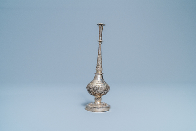 A Chinese inscribed Islamic market silver rosewater sprinkler, 18th C.