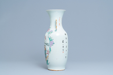 Un vase en porcelaine de Chine famille rose &agrave; d&eacute;cor de Zhang Guolao, 19/20&egrave;me