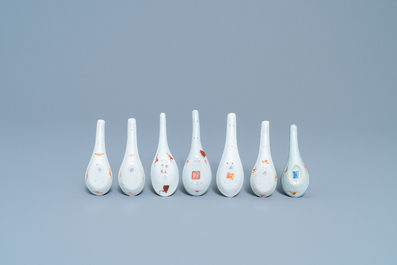 Seven Chinese famille rose spoons, 19/20th C.