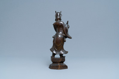 A tall Chinese bronze figure of Li Tieguai, Ming