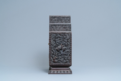 A small Chinese carved wooden 'dragon' cabinet, Republic