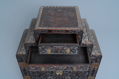 A small Chinese carved wooden 'dragon' cabinet, Republic