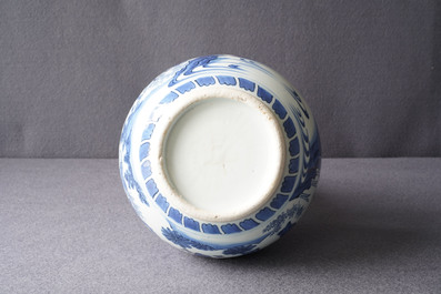 A Chinese blue and white double gourd vase, Transitional period