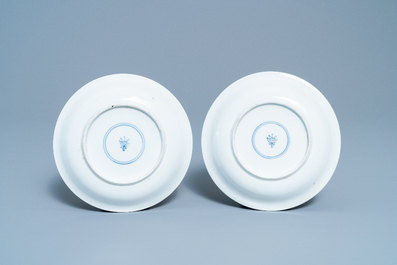 A pair of Japanese blue and white Arita 'qilin' plates, Edo, 17/18th C.