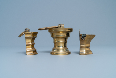 Three Flemish bronze holy water buckets, 16/17th C.