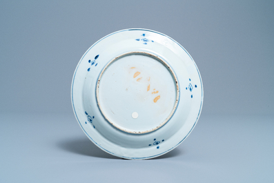 A Chinese blue and white Japanese market ko-sometsuke 'immortals' plate, Tianqi