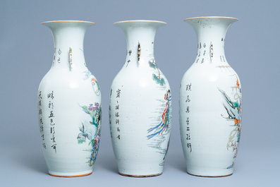 Three Chinese famille rose vases, 19/20th C.