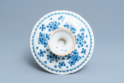 A large Dutch Delft blue and white tazza, ca. 1700