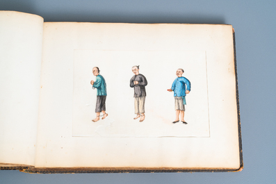 Chinese school, Canton, ink and colour on paper, 19th C.: an album with 29 landscapes and punishment scenes