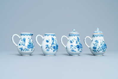 A Chinese blue and white cruet set on stand, Qianlong