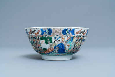 A Chinese famille verte 'Romance of the Western Chamber' bowl, Kangxi