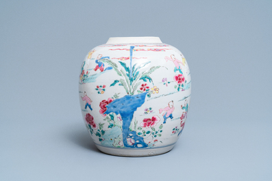 A Chinese famille rose 'hundred boys' jar, Yongzheng