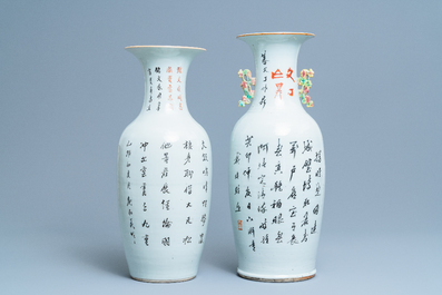 Two Chinese famille rose and qianjiang cai vases, 19/20th C.