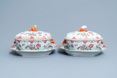 A 158-piece Chinese famille rose service with floral 'Lowestoft' design, Qianlong