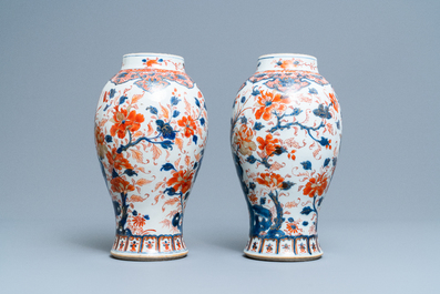 A pair of Chinese Imari-style 'pheasant' vases, Kangxi