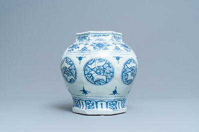 A Chinese blue and white 'cranes' vase, Jiajing