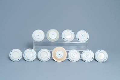 Twenty Chinese blue and white cups and twenty-four saucers, Kangxi