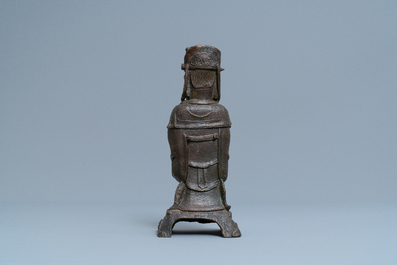 Une figure de Wenchang Wang en bronze &agrave; inscription, Qing