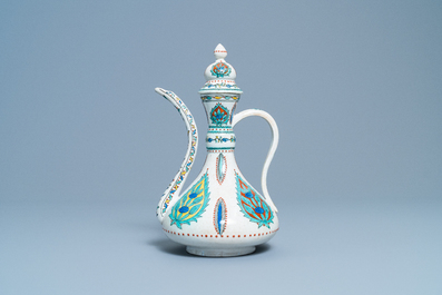 An Iznik-style ewer and cover, Samson, Paris, France, 19th C.