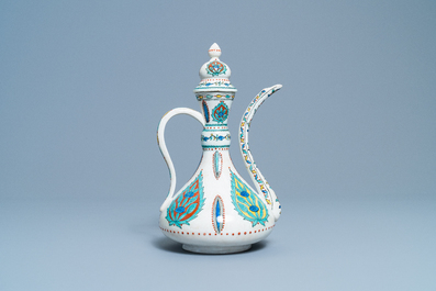 An Iznik-style ewer and cover, Samson, Paris, France, 19th C.