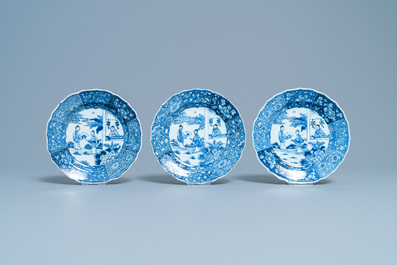 Twelve Chinese blue and white 'Romance of the Western Chamber' plates, Qianlong