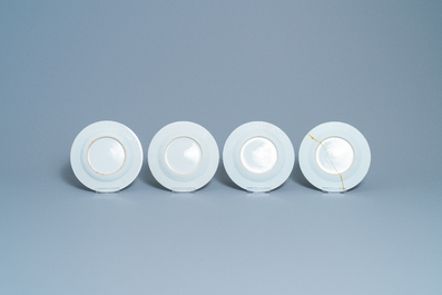 Dix-neuf assiettes en porcelaine de Chine en bleu et blanc, Qianlong