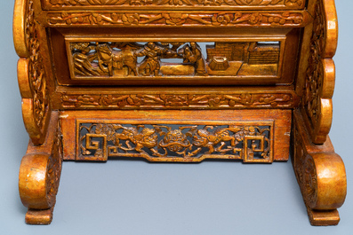 A pair of Chinese gilt carved wood screens for the Straits or Peranakan market, 19th C.