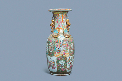 A large Chinese Canton famille rose vase, 19th C.