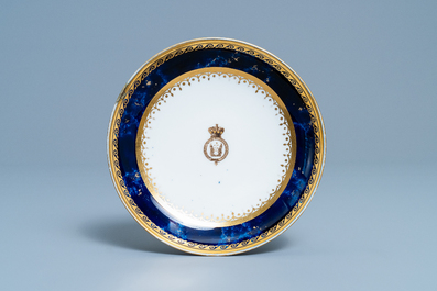 Une tasse et soucoupe en porcelaine de S&egrave;vres armori&eacute;e pour von Linsingen, France, 1&egrave;re moiti&eacute; du 19&egrave;me