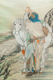Qian Huian (1833-1911), inkt en kleur op papier, 19e eeuw: 'Fugui shoukao, naar Wen Anguo'